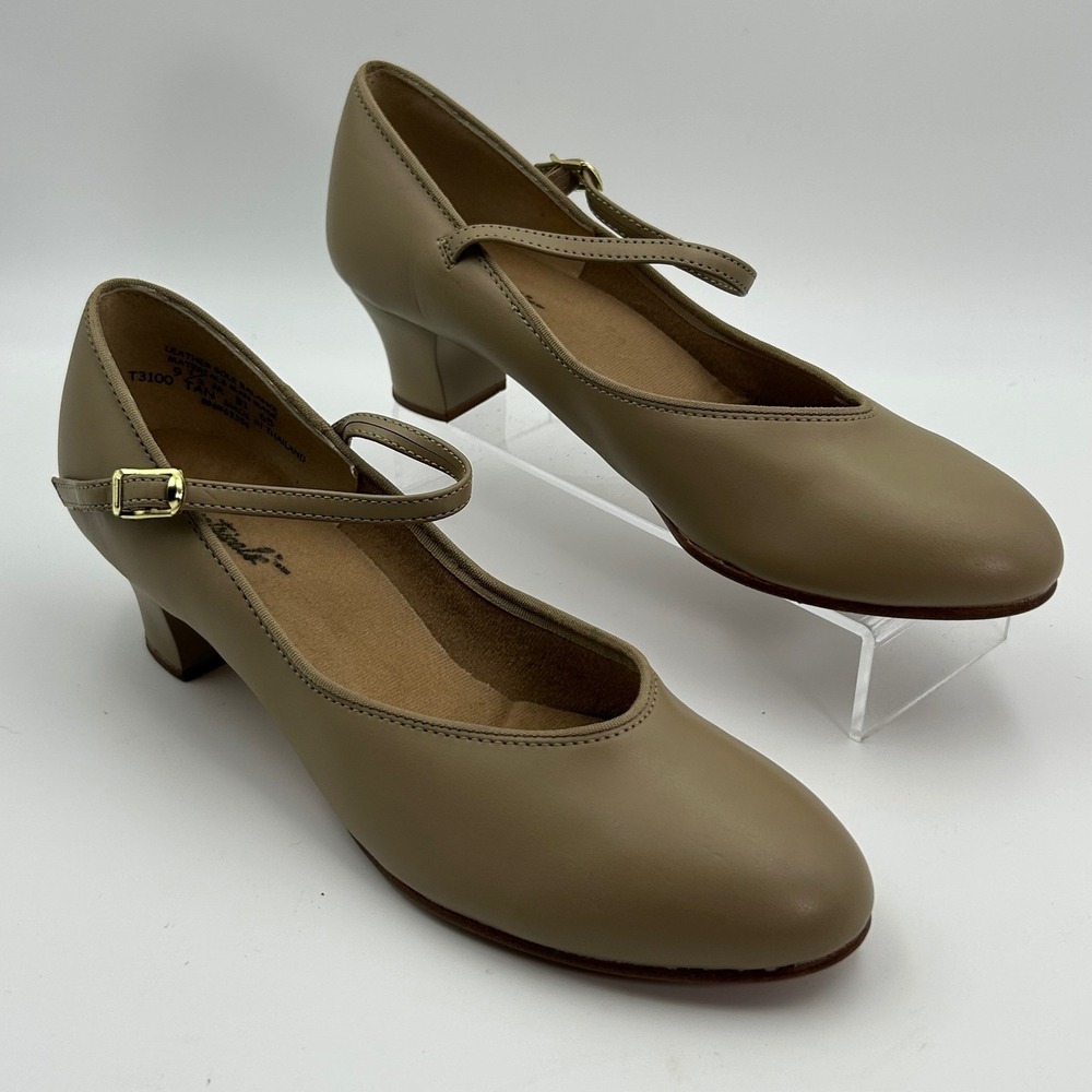 Theatricals Character Dance Shoes Women 9.5 Tan Mary Jane Stage Performance